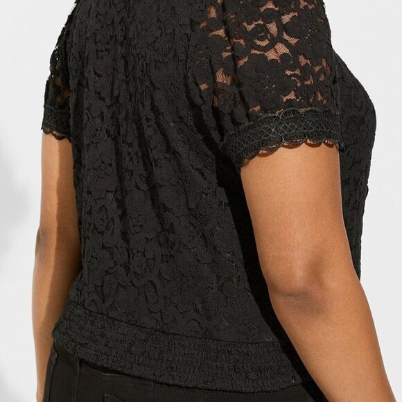 Torrid Stretch Lace Surplice Crop Top Deep Black Size 5X (28) - Picture 4 of 12